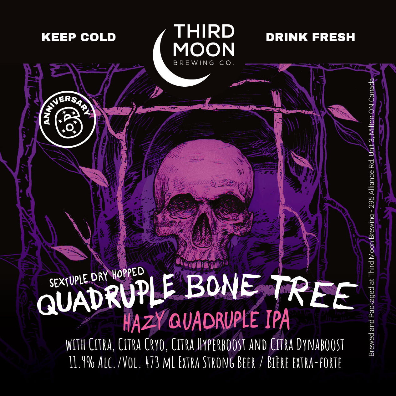 Quad IPA - 4-pk of "Sextuple Dry Hopped Quadruple Bone Tree" 473mL cans