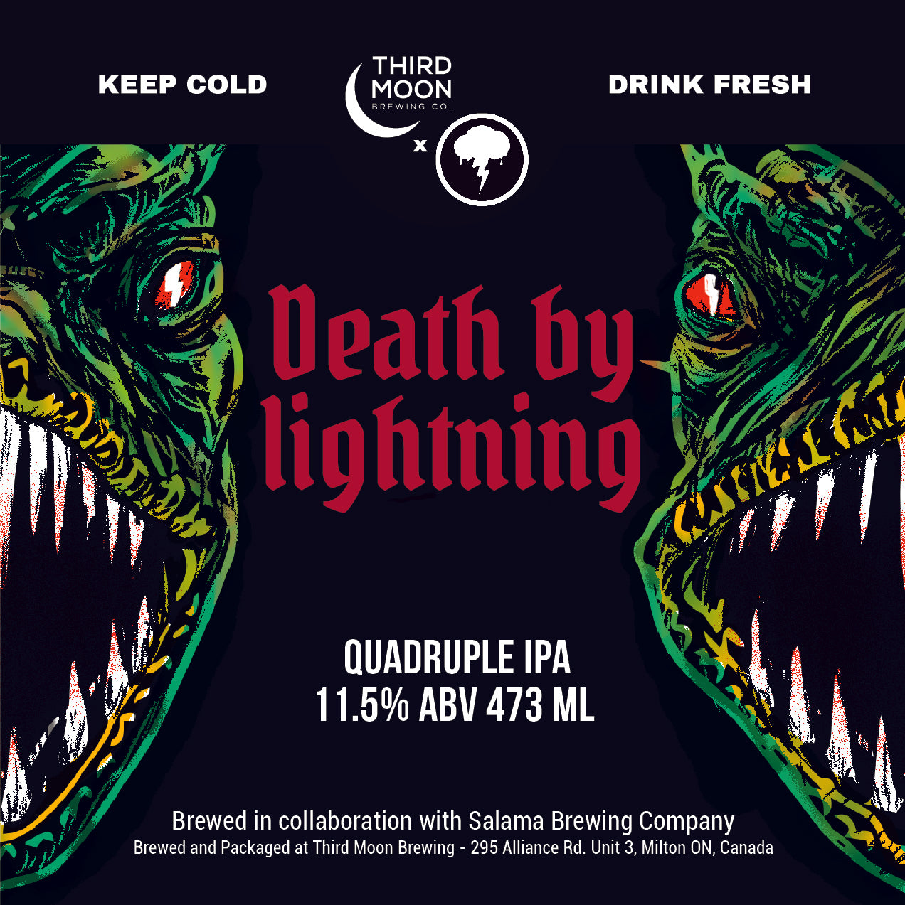 Quadruple IPA "Death By Lightning" single tall can Third Moon Brewing