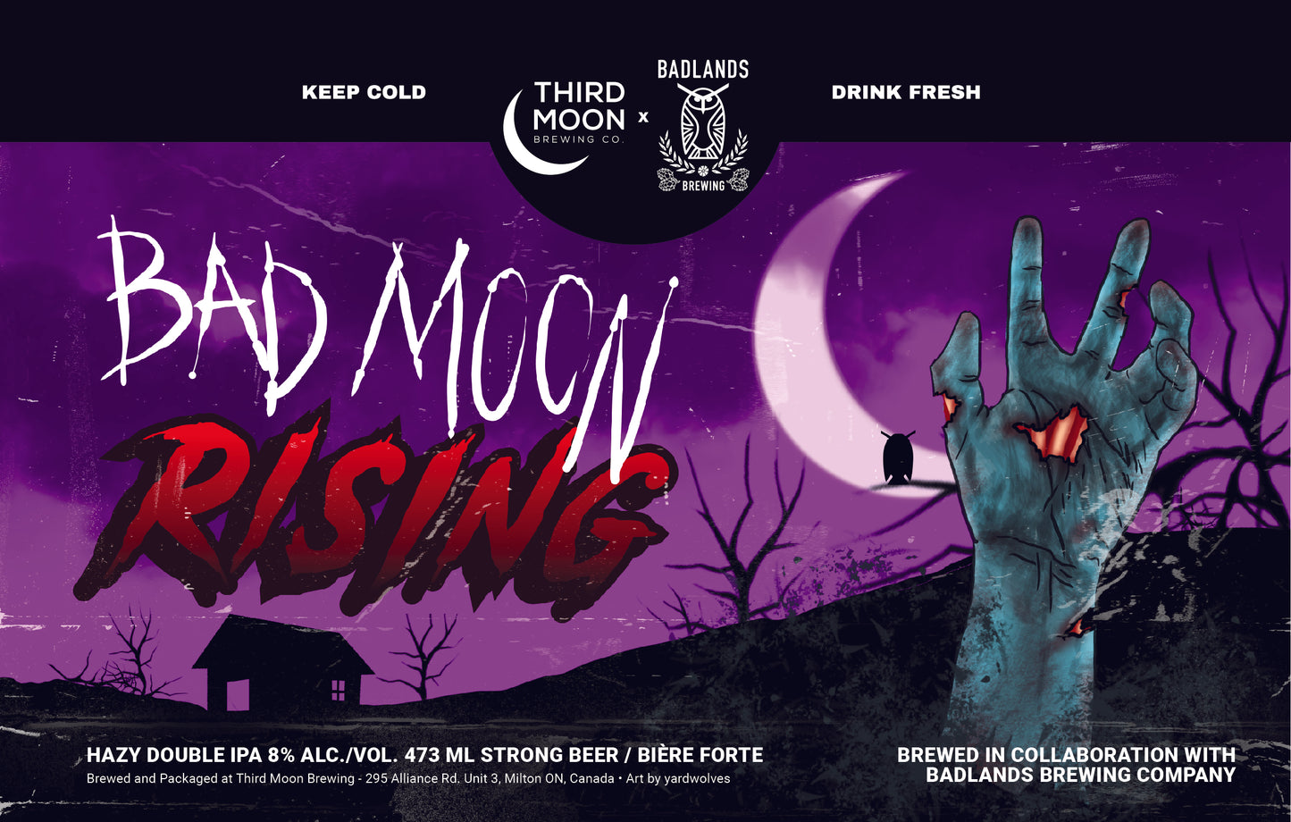 Hazy DIPA - 4-pk of "Bad Moon Rising” 473mL cans