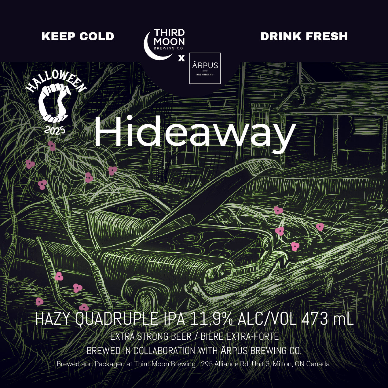 Hazy Quadruple IPA - 4-pk of "Hideaway" 473mL cans